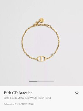Dior Gold-Finish Petit CD Bracelet with White Pearl Accent